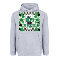 Heather Grey not lucky just blessed Heavyweight Hoodie - MaliasSmallBusiness