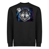 Black wolf and full moon Heavyweight Sweatshirt - RanaPortraitStore