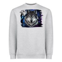 Heather Grey wolf and full moon Heavyweight Sweatshirt - RanaPortraitStore