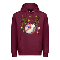 Burgundy Baseball Horn Christmas Premium Hoodie - BundleAndBundleShop