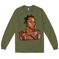 Army Green afro woman Long Sleeve Tee - AdoDesignShop