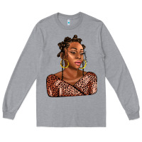 Heather Grey afro woman Long Sleeve Tee - AdoDesignShop