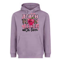Lavender teach teach teach with love Heavyweight Hoodie - MaliasSmallBusiness