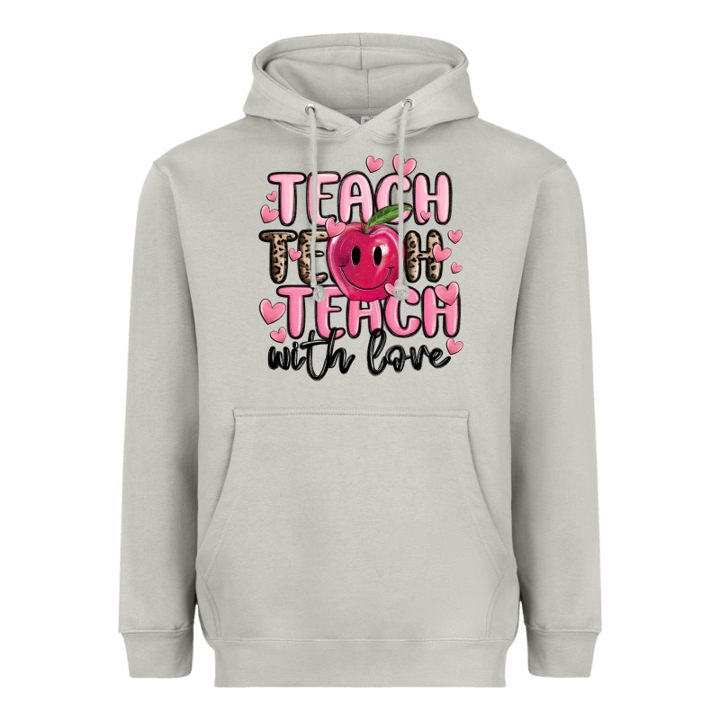Teach Teach Teach With Love Heavyweight Hoodie by MaliasSmallBusiness | Teevron