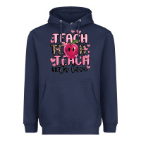 Navy teach teach teach with love Heavyweight Hoodie - MaliasSmallBusiness