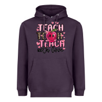 Plum teach teach teach with love Heavyweight Hoodie - MaliasSmallBusiness