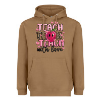 Toasted Coconut teach teach teach with love Heavyweight Hoodie - MaliasSmallBusiness