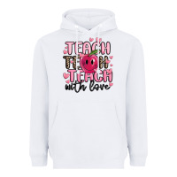 White teach teach teach with love Heavyweight Hoodie - MaliasSmallBusiness