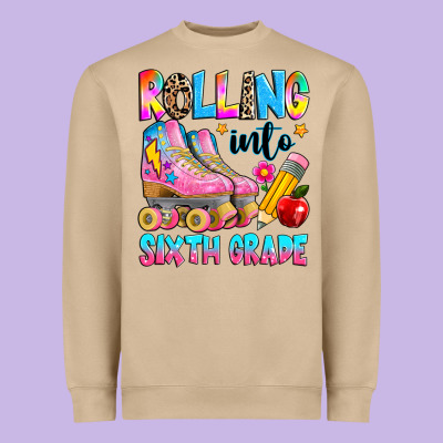 Rolling Into Sixth Grade Heavyweight Sweatshirt Designed By Texasbilliewilder