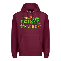 Burgundy one lucky teacher Premium Hoodie - AdoDesignShop