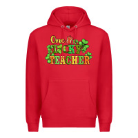 Red one lucky teacher Premium Hoodie - AdoDesignShop
