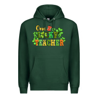 Sports Green one lucky teacher Premium Hoodie - AdoDesignShop