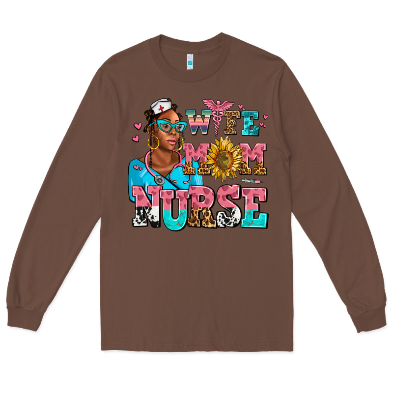 Afro Wife Mom Nurse Long Sleeve Tee by AdoDesignShop | Teevron