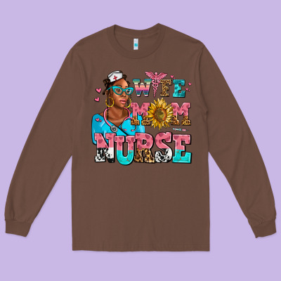 Afro Wife Mom Nurse Long Sleeve Tee Designed By Adodesignshop