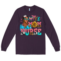 Plum afro wife mom nurse Long Sleeve Tee - AdoDesignShop
