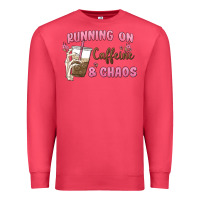 Cardinal running on caffeine & chaos Premium Sweatshirt - MaliasSmallBusiness