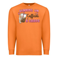 Carrot running on caffeine & chaos Premium Sweatshirt - MaliasSmallBusiness