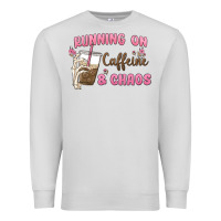 Dove Grey running on caffeine & chaos Premium Sweatshirt - MaliasSmallBusiness