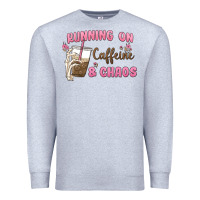 Heather Grey running on caffeine & chaos Premium Sweatshirt - MaliasSmallBusiness