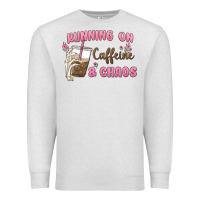 Oatmeal Heather running on caffeine & chaos Premium Sweatshirt - MaliasSmallBusiness