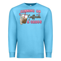 Ocean Blue running on caffeine & chaos Premium Sweatshirt - MaliasSmallBusiness