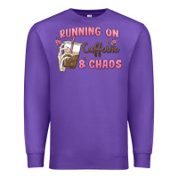 Purple running on caffeine & chaos Premium Sweatshirt - MaliasSmallBusiness