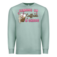 Seafoam running on caffeine & chaos Premium Sweatshirt - MaliasSmallBusiness