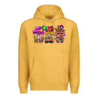 Mustard Mardi Gras Gnomies Cakes Flowers And Balloon Premium Hoodie - BundleAndBundleShop