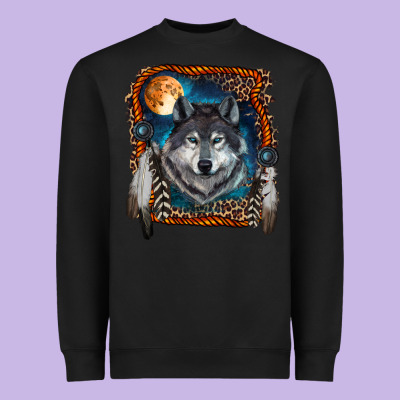 Wolf And Feathers Heavyweight Sweatshirt Designed By Ranaportraitstore