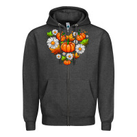 Charcoal Heather pumpkin and daisies Zipper Hoodie - AdoDesignShop