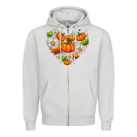 Dove Grey pumpkin and daisies Zipper Hoodie - AdoDesignShop