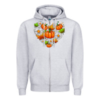 Heather Grey pumpkin and daisies Zipper Hoodie - AdoDesignShop