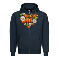 Navy pumpkin and daisies Zipper Hoodie - AdoDesignShop