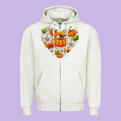 Pumpkin And Daisies Zipper Hoodie Designed By Adodesignshop