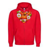 Red pumpkin and daisies Zipper Hoodie - AdoDesignShop