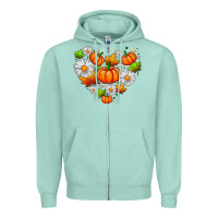 Seafoam pumpkin and daisies Zipper Hoodie - AdoDesignShop
