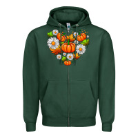 Sports Green pumpkin and daisies Zipper Hoodie - AdoDesignShop