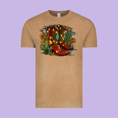 Christmas Cowboy Boots Vintage Tee Designed By Ranaportraitstore