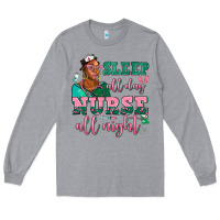 Heather Grey afro  nurse sleep all day nurse all night Long Sleeve Tee - AdoDesignShop
