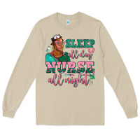 Mushroom afro  nurse sleep all day nurse all night Long Sleeve Tee - AdoDesignShop