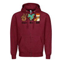 Burgundy peace love fall Zipper Hoodie - JahusDesignShop
