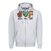 Heather Grey peace love fall Zipper Hoodie - JahusDesignShop