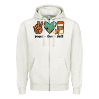 Oatmeal Heather peace love fall Zipper Hoodie - JahusDesignShop