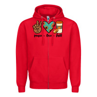 Red peace love fall Zipper Hoodie - JahusDesignShop