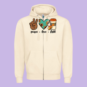 Peace Love Fall Zipper Hoodie Designed By Jahusdesignshop