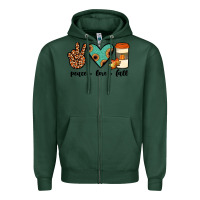 Sports Green peace love fall Zipper Hoodie - JahusDesignShop