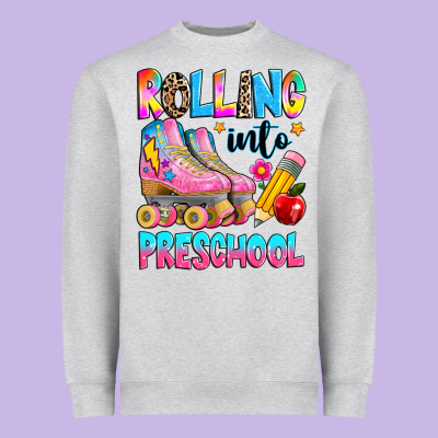 Rolling Into Preschool Grade Heavyweight Sweatshirt Designed By Texasbilliewilder