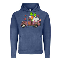 Vintage Denim happy easter pink truck with bunny Vintage Hoodie - RanaPortraitStore