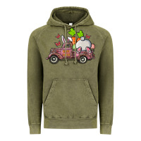 Vintage Olive happy easter pink truck with bunny Vintage Hoodie - RanaPortraitStore