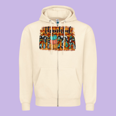 Thankful Mama Zipper Hoodie Designed By Jahusdesignshop